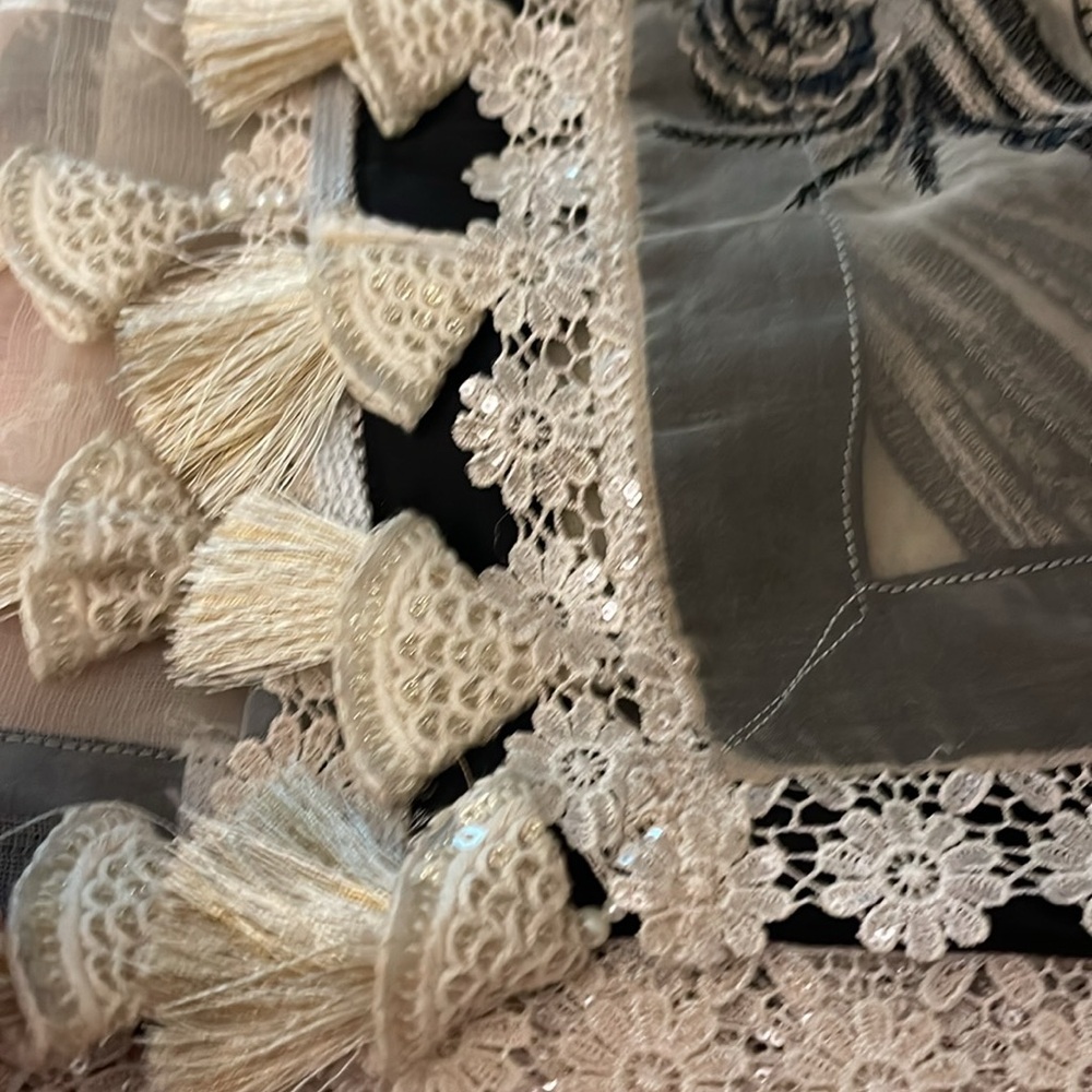 Pakistani Designer Sana Safinaz Black and beige Embroidered Outfit - Picture 15 of 15